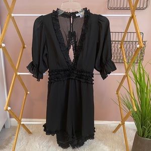 Black ruffle romper